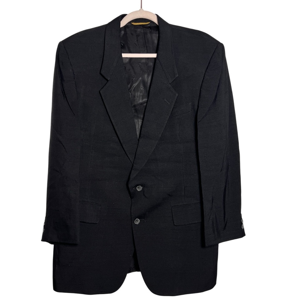 Vintage Christian Dior 100% Silk Blazer Men's‎ 2-Button Black ACTWU USA 80s 90s